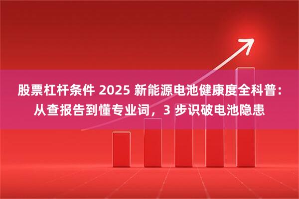 股票杠杆条件 2025 新能源电池健康度全科普：从查报告到懂专业词，3 步识破电池隐患